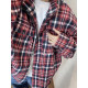 Dannyandzee spring retro all-match loose red and blue large plaid exaggerated stand collar zipper jacket for men