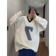 Dannyandzee spring retro all-match loose V-neck letter printed pleated seersucker shirt jersey for men
