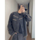 Dannyandzee spring and summer quite wide style beaded canvas loose collarless raw edge webbing work jacket for men