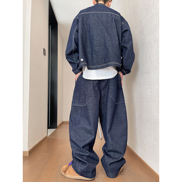 Dannyandzee spring all-match retro retro denim color silhouette work jeans men's original cow color INS