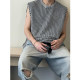 Reflective yarn threaded fringed hollow knitted vest