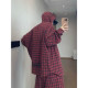 Dannyandzee spring loose retro versatile red and black plaid handsome hooded long-sleeved shirt jacket for men INS