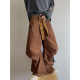 Dannyandzee spring retro all-match washed distressed brown tiger pattern canvas scimitar pants overalls for men INS