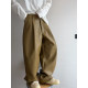 Dannyandzee spring retro versatile solid color loose warm windproof PU leather straight casual pants for men