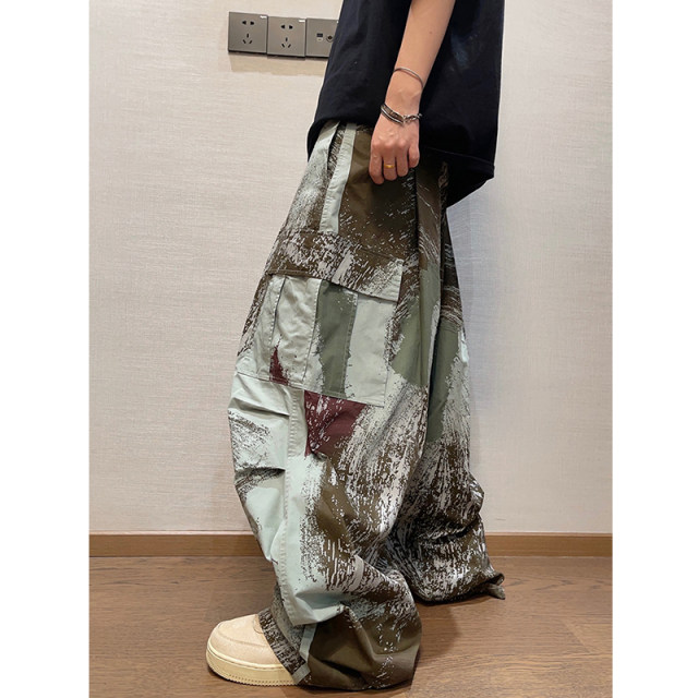 Big flower graffiti wide leg overalls