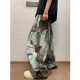 Big flower graffiti wide leg overalls