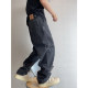 Dannyandzee Spring Retro Heavy Washed Hole Paint Spot Spray Paint Scimitar Pants Black Jeans Men's Trousers