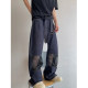 Dannyandzee spring and summer retro denim splicing mesh low-waist scimitar pants streamer jeans men's trousers INS