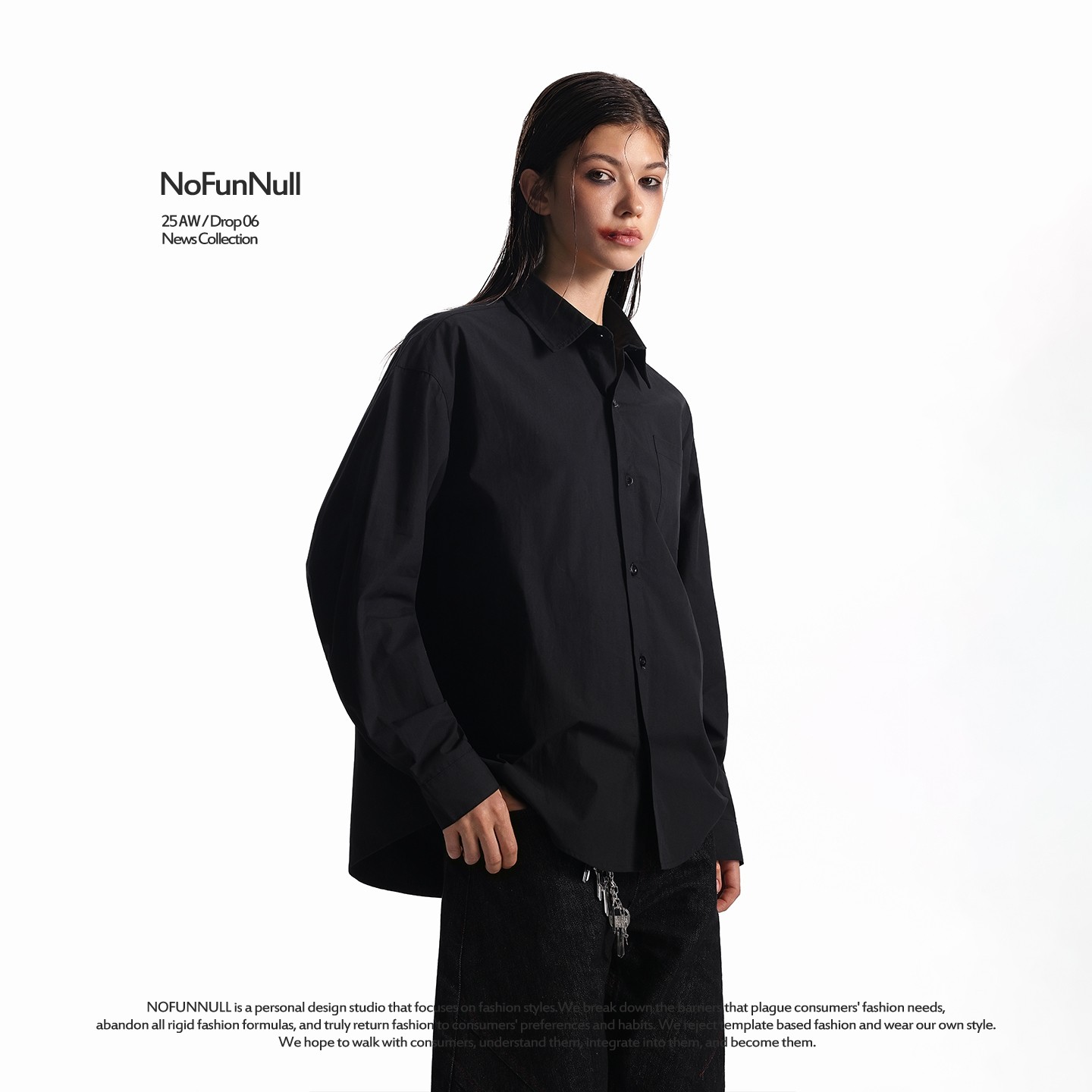 NOFUNNULL 美式休闲白色长袖衬衫男宽松极简中性风高智衬衣外套女,淘宝优惠券,粉丝福利购,淘宝优惠卷