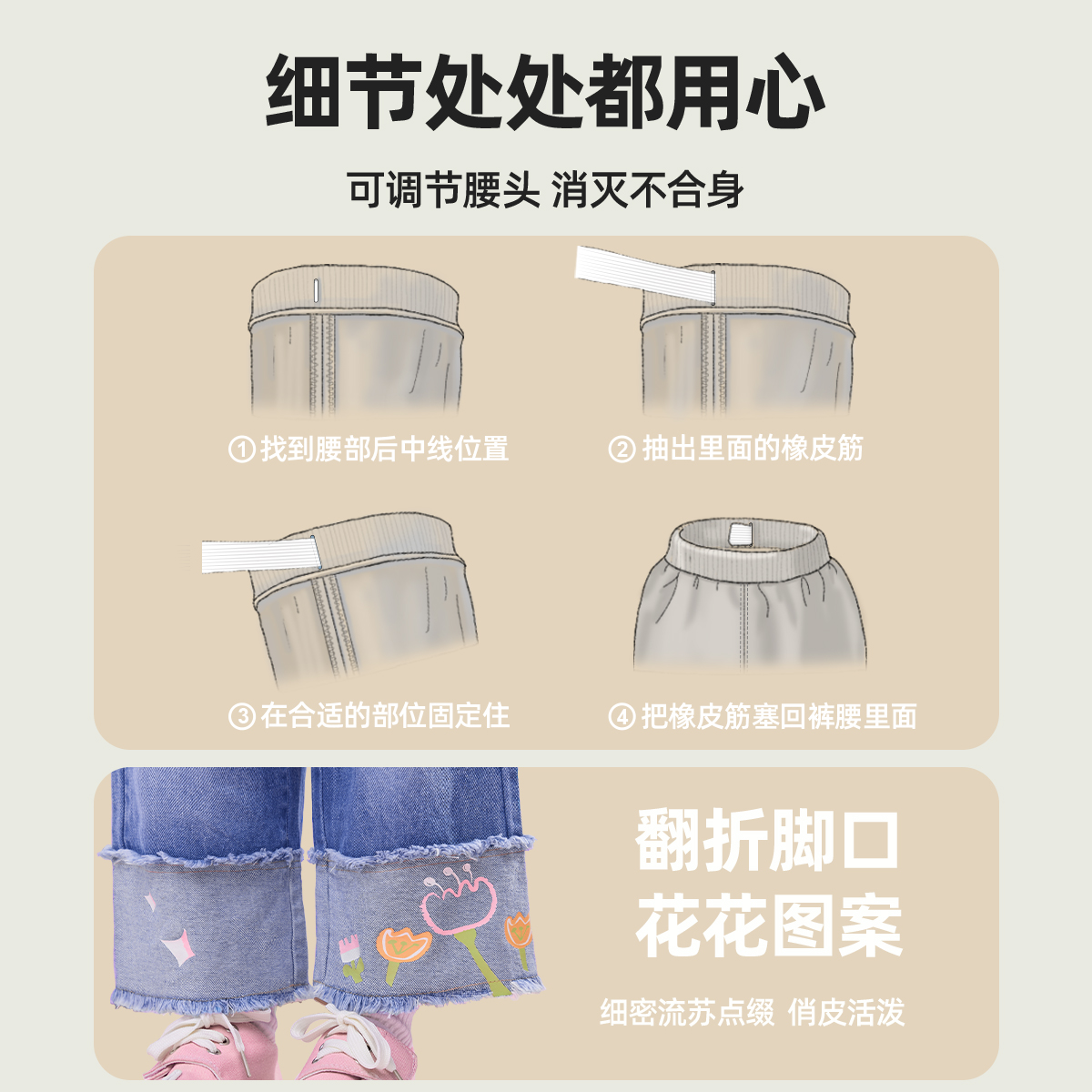 女童牛仔裤春装小童宽松裤子小婴儿新款大屁屁裤春款儿童童装春季_懿琪Baby婴童店_童装/婴儿装/亲子装-第3张图片-提都小院