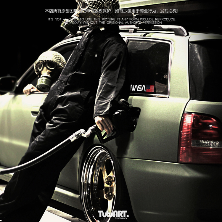 TUTU圖圖車貼 定制NASA美国宇航局文字侧窗贴 后档玻璃车尾装饰贴 - 图1