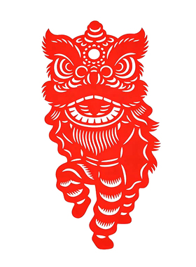 新年红宣纸非遗手工舞狮醒狮剪纸