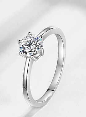 s925纯银裸钻食指 戒指女求婚仿真钻石简单指环 锆石饰品单钻戒指