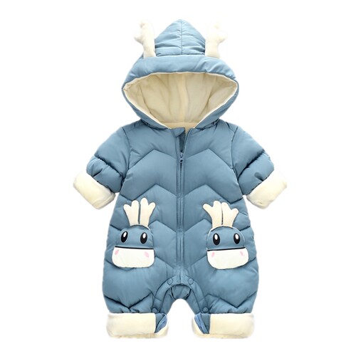 宝宝连体衣羽绒棉服冬款爬爬服哈衣男女童套装新生幼婴儿外出抱衣 - 图3