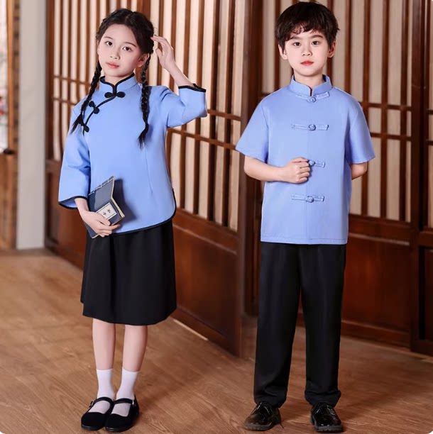 Children's Republic of China-style costumes, student costumes, May 4th Youth Chorus, Kindergarten Poetry Recital Games Graduation Photos