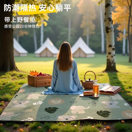 Outdoor picnic mat ultrasonic moisture-proof mat thickened camping mat waterproof lawn cushion portable folding machine washable