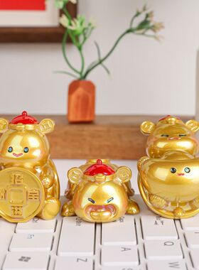 可爱工位发财解压金龟汽车摆件