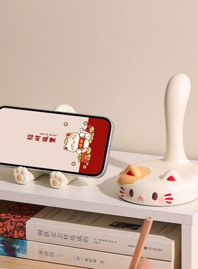 手机暹罗小猫开学季架办公室桌面