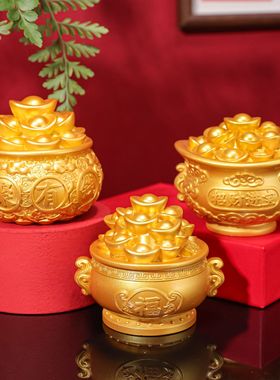 齐奇福运聚宝盆摆件树脂工艺品招财聚财摆件生财八方来财玄关装饰