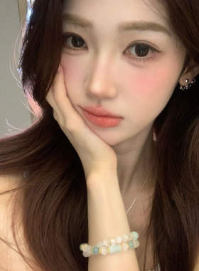 hucares板砖联名「白开水的神」白幽灵疗愈水晶海蓝宝双圈手串