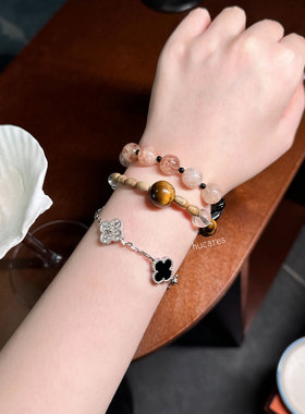 hucares「越来越旺」原创水晶手串红铜发晶转运招财饰品女时尚