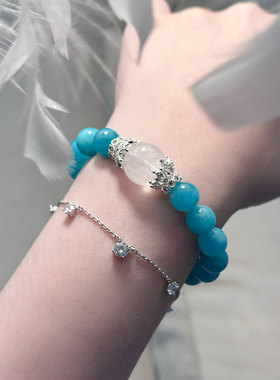 hucares「魅力四射」原创老矿天河石手串疗愈水晶中式复古绿色