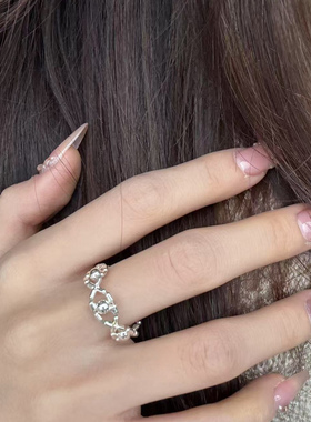 hucares「心跳暗语」原创定制简约时尚抽拉巧妙设计戒指爱心送礼