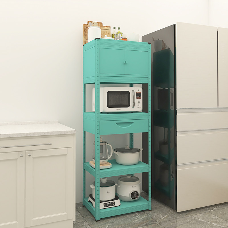厨房置物柜带门抽屉置物架落地收纳储物柜子多功能微波炉
