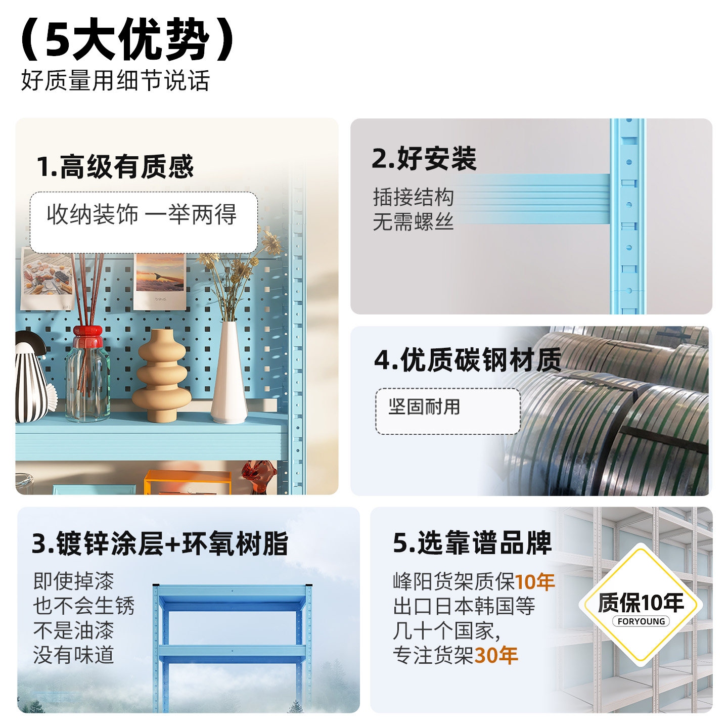 Bay blue ultra-thin perforated board storage rack