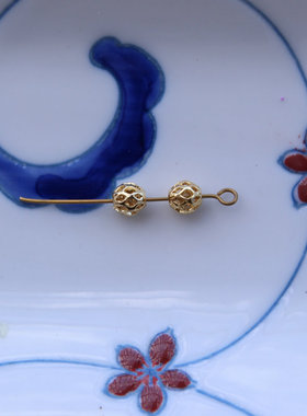 diy金色菱形镂空发簪手作风散珠