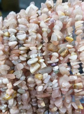 天然闪光石穿孔粉色手作风散珠