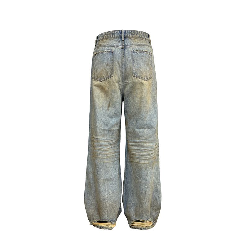 JCAESAR MUD DYEING DESTORYED DENIM 泥染双膝破坏牛仔裤 重水洗