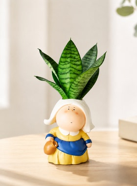 倒牛奶女孩多肉植物虎皮兰摆件