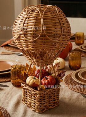 北儿童房幼教场所摄影机构家居装饰用品手工编织藤编热气球