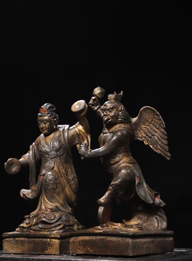 雷公电母神佛像藏传密宗纯铜家居佛堂供奉装饰工艺品桌面复古摆件