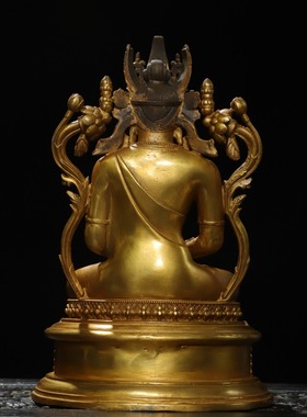 长寿佛黄铜鎏金佛像仿古铜器密宗藏佛度母家居佛堂供佛装饰品摆件