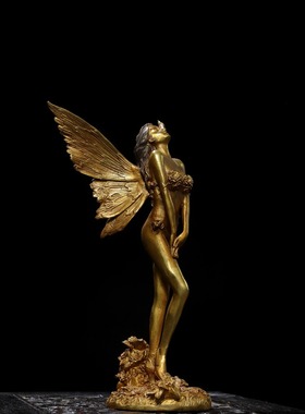 希腊神话爱神雕像翅膀天使创意纯铜人物情侣雕塑客厅桌面装饰摆件