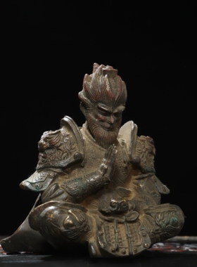 孙悟空摆件齐天大圣复古纯黄铜器家居玄关佛堂供奉装饰工艺品桌面