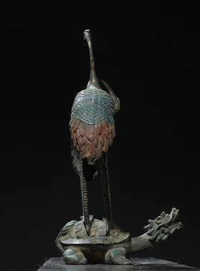 纯黄铜仙鹤摆件龟鹤延年门鹤双鹤踩龟祝寿礼品工艺品家居装饰摆件