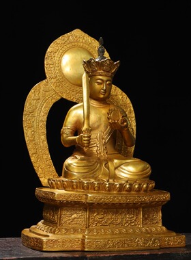 纯铜鎏金虚空藏菩萨神佛像摆件生肖守护家居用佛堂供养装饰工艺品