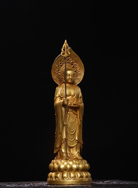 九华山站地藏王菩萨神佛像藏传密宗纯铜鎏金家居佛堂供奉装饰摆件