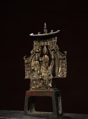 纯铜拓金释迦牟尼复古铜器北魏佛佛像家居佛堂供佛桌面装饰品摆件