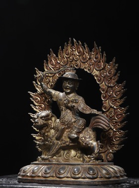 藏传式密宗加厚大号纯铜多杰雄登供奉佛像摆件俱力护法神多杰雄天