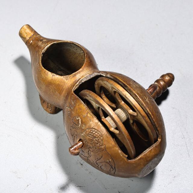 Pure all-copper ink fountain, antique collection, copperware, woodworking gourd, marking device, decorative crafts, gift ornaments