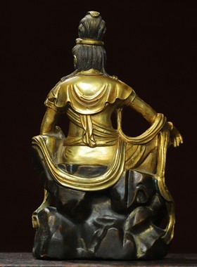 自在观音菩萨佛坐像居家用供奉纯铜摆件普度众生摆放客厅佛堂桌面