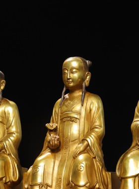 三茅真君神铜佛像茅山祖师司命茅盈定禄茅固保命茅衷家居供奉摆件