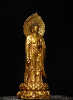 琉璃药师佛像藏传密宗纯铜全鎏金家居客厅佛堂办公室桌面装饰摆件