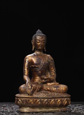 阿弥陀佛释迦牟尼黄铜泥金药师佛大日如来客厅佛堂供佛装饰品摆件