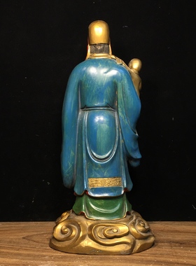 站多子多福福星高照彩绘佛像纯铜家用佛堂玄关供奉装饰工艺品摆件