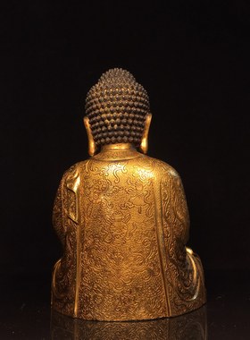 阿弥陀佛黄铜鎏金佛像释迦牟尼铜像客厅佛堂供佛桌面装饰复古摆件